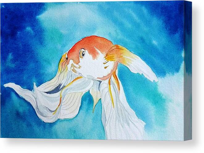 Fantail Canvas Print featuring the painting Gold Fantail by Sandie Croft