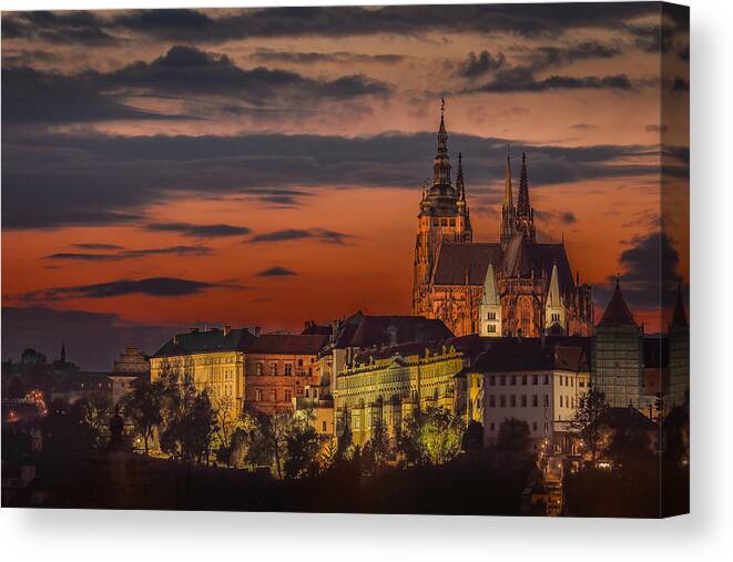Landscape Canvas Print featuring the photograph Golden Prague by Sergei Viktorov