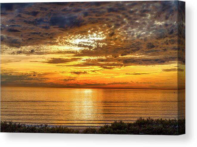 Sunset Canvas Print featuring the photograph Golden Sky Golden Path by Gene Parks