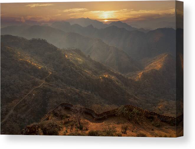 Mountains Canvas Print featuring the photograph Golden Sunset by Anita Singh