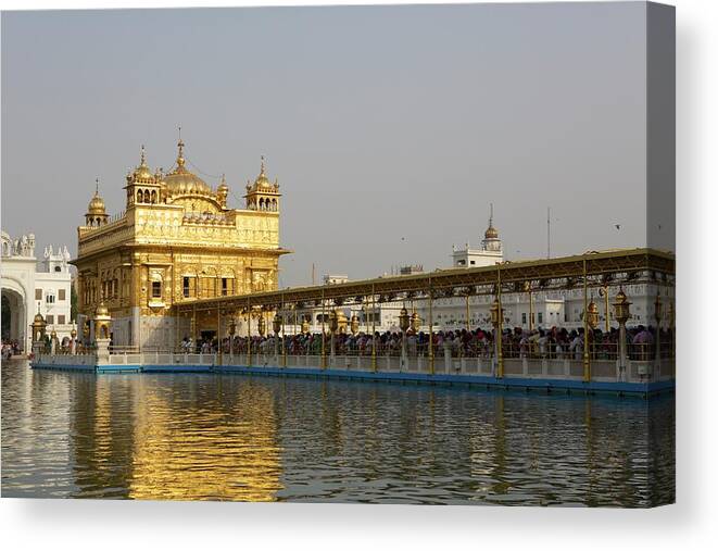 Golden Canvas Print featuring the digital art Golden Temple, Amritsar, Punjab, India, Asia by David Fettes
