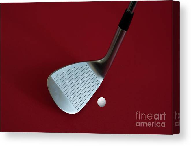 Golf Canvas Print featuring the photograph Golf Club Wedge and Golf Ball by Mats Silvan