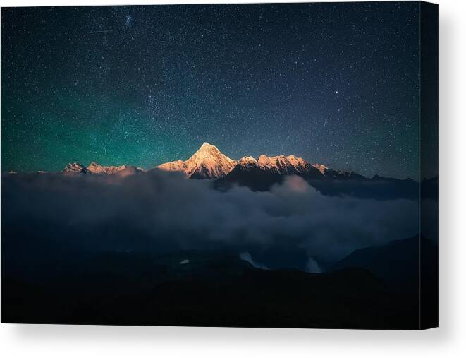 Sky Canvas Print featuring the photograph Gongga Starry Sky by Yuan Cui