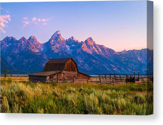  Canvas Print featuring the photograph Good Morning, Grand Teton by Wenjin Yu