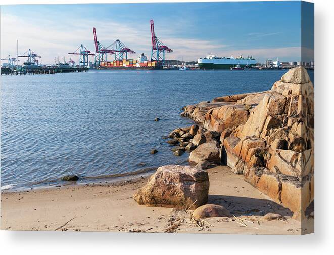Freight Transportation Canvas Print featuring the photograph Gothenburg Harbor by Martin Wahlborg