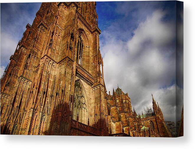 Exterior Canvas Print featuring the photograph Gothic bell tower of the Cathedra by Steve Estvanik