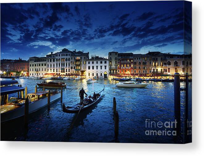 Dusk Canvas Print featuring the photograph Grand Canal In Sunset Time Venice by Iakov Kalinin