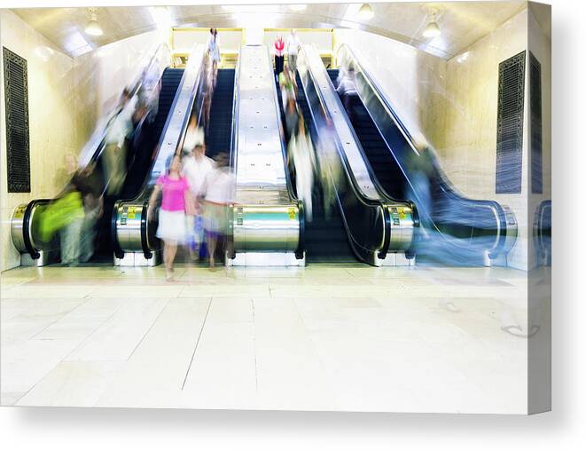People Canvas Print featuring the photograph Grand Central Station Escalator by Mlenny