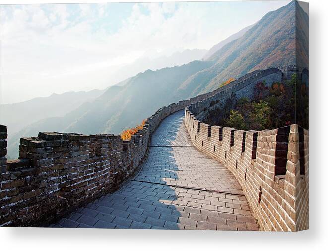 Chinese Culture Canvas Print featuring the photograph Great Wall In China by Perkus