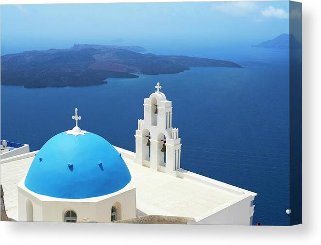 Tranquility Canvas Print featuring the photograph Greece, Cyclades, Santorini by Tuul & Bruno Morandi