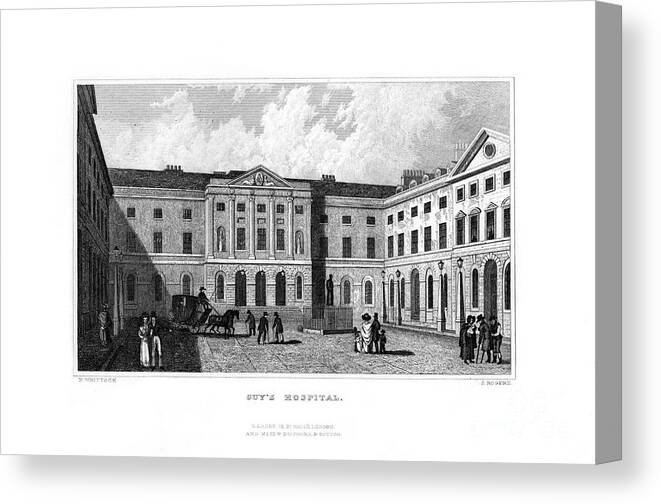 Engraving Canvas Print featuring the drawing Guys Hospital, Southwark, London by Print Collector