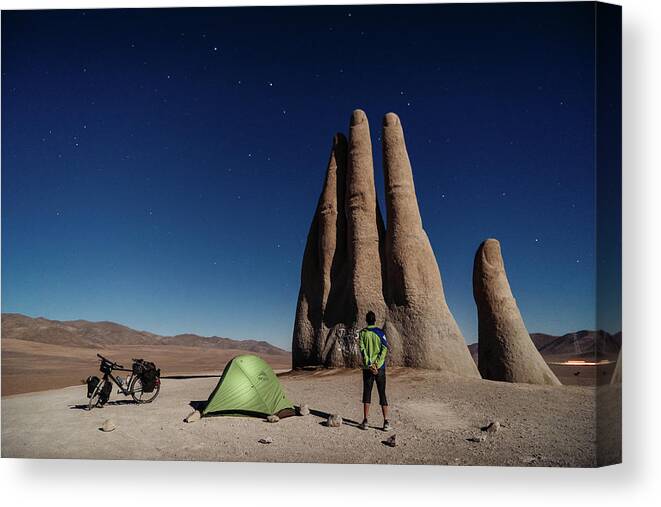 Adventure Canvas Print featuring the photograph Hand from the desert in Chilean Atacama Desert by Kamran Ali