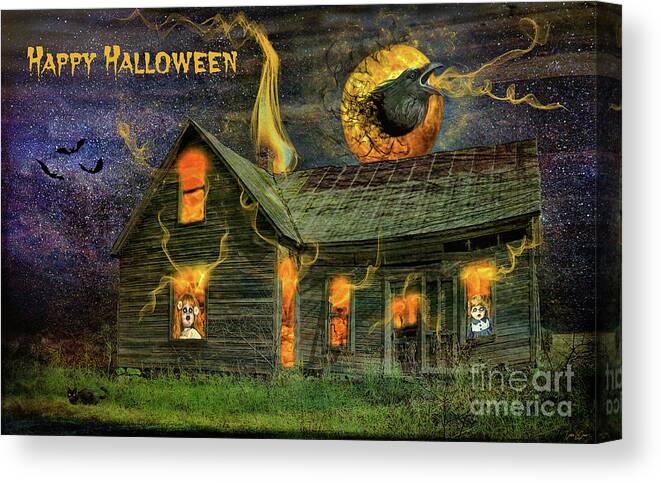 Halloween Canvas Print featuring the digital art Happy Halloween Haunting by Tina LeCour