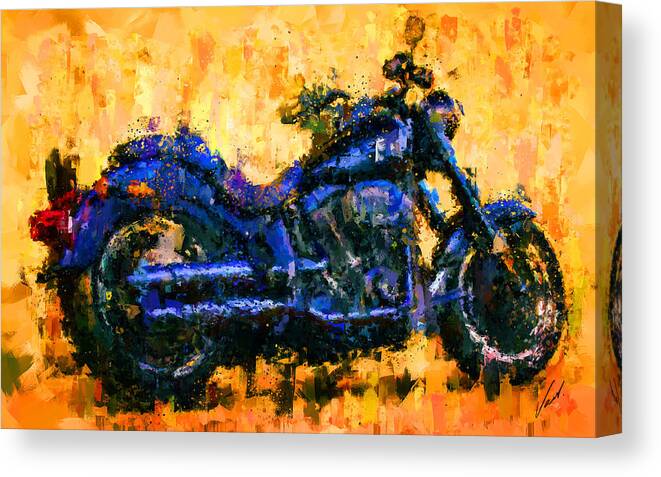  Impressionism Canvas Print featuring the painting Harley Davidson Fat Boy by Vart Studio