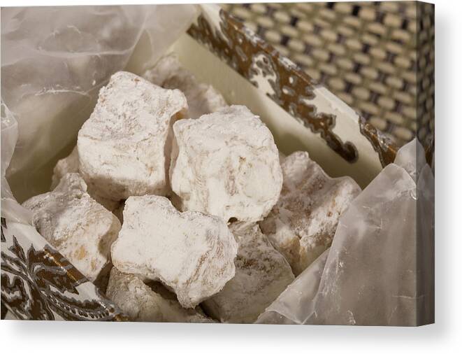Temptation Canvas Print featuring the photograph Hazelnut Turkish Delight From Istanbul by Diane Macdonald