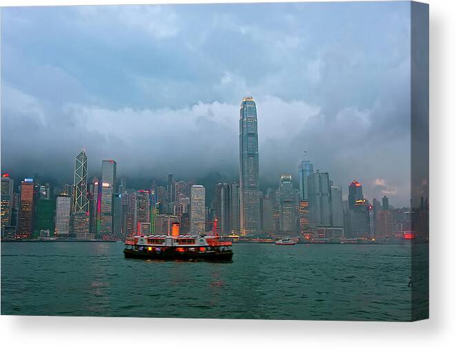 Outdoors Canvas Print featuring the photograph Hazy Victoria Harbour @ Hong Kong_1068 by Wsboon Images