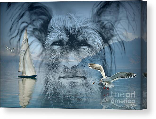 Seascape Canvas Print featuring the photograph He was a real seadog by Kira Bodensted