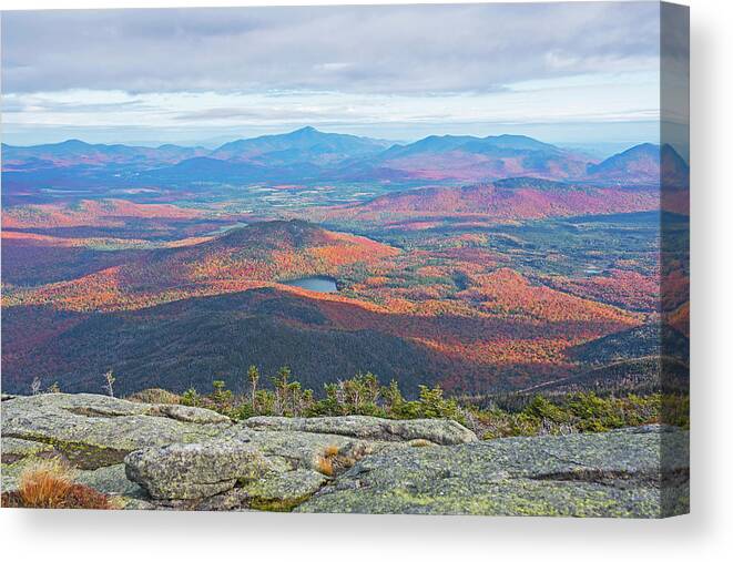 Adirondacks Canvas Print featuring the photograph Heart Lake and Whiteface Mountain as seen from the Summit of Wright Mountain Adirondacks by Toby McGuire