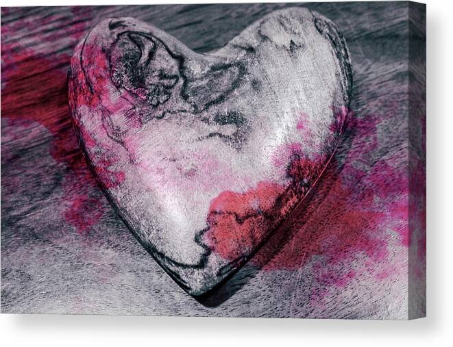 Decoration Canvas Print featuring the photograph Heart-shape wooden decoration by Anamar Pictures