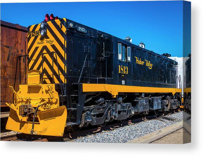 Yellow Canvas Print featuring the photograph Heber Valley Engine 1813 by Garry Gay
