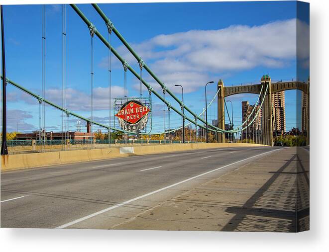 Canvas Print featuring the photograph Hennepin Ave Bridge by Nancy Dunivin