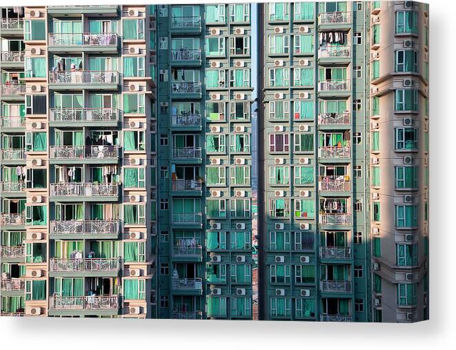 Apartment Canvas Print featuring the photograph High-rise Apartment Building by Holger Leue