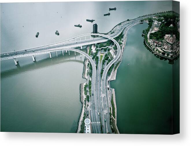 Macao Canvas Print featuring the photograph Highway In City by D3sign