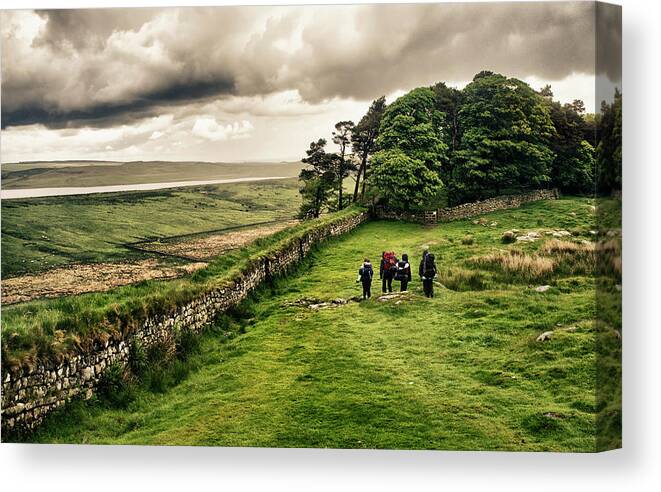 Recreational Pursuit Canvas Print featuring the photograph Hiking Hadrians Wall by Richlegg