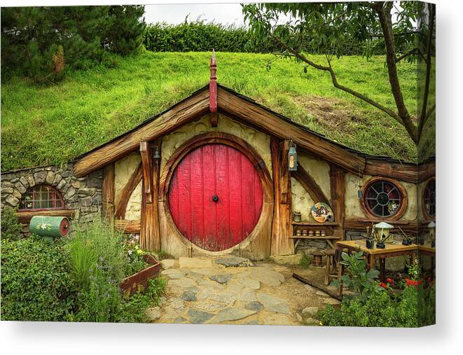Hobbit House Canvas Print featuring the photograph Hobbit House - Red Door by Racheal Christian