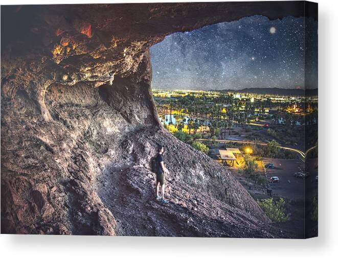 Sky Canvas Print featuring the photograph Hole-In-The-Wall Cave by Anthony Giammarino