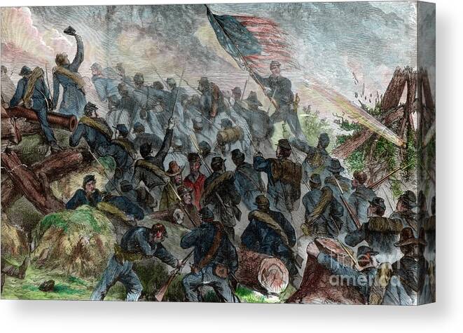 Engraving Canvas Print featuring the drawing Hookers Battle, American Civil War, 26 by Print Collector