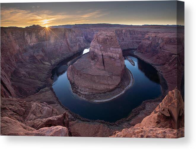 Landscape Canvas Print featuring the photograph Horseshoe Bend Overlook by April Xie