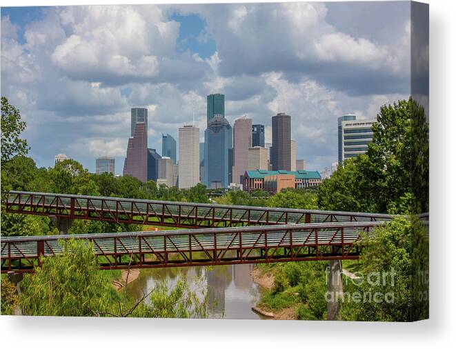 Houston Texas Canvas Print featuring the photograph Houston Cityscape 2 by Jim Schmidt MN