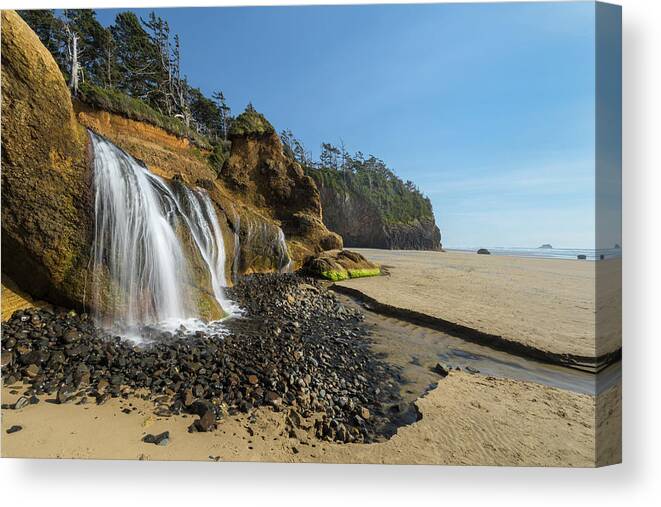 Jeff Foott Canvas Print featuring the photograph Hug Point Falls At Low Tide by Jeff Foott