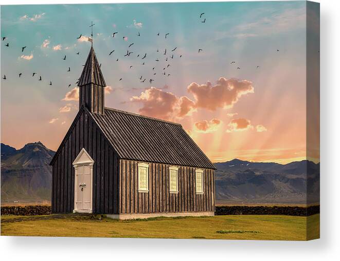 Iceland Canvas Print featuring the photograph Iceland Chapel by David Letts