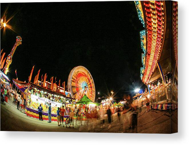 County Fair Canvas Print featuring the photograph Illuminated Midway by Todd Klassy