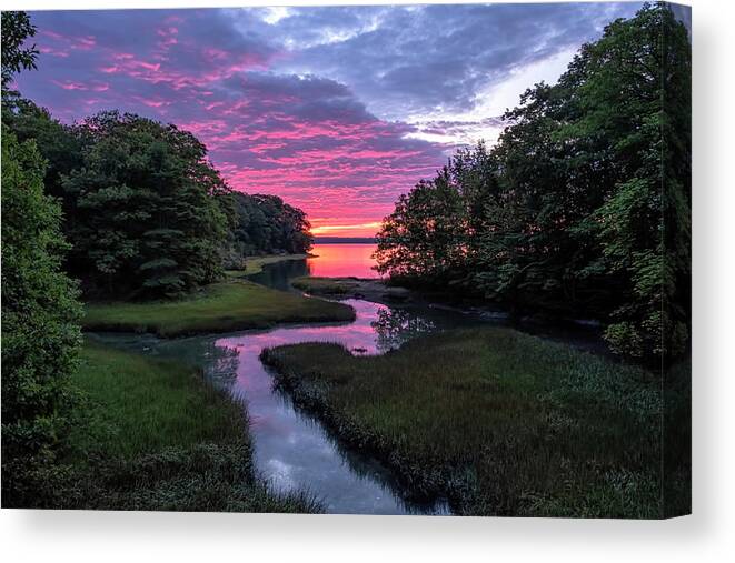 South Freeport Harbor Maine Canvas Print featuring the photograph Inlet Sunrise by Tom Singleton