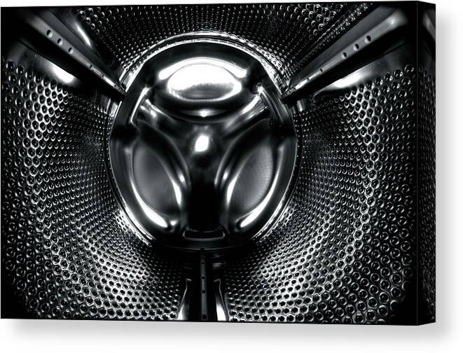 Machinery Canvas Print featuring the photograph Inside The Steel Drum Of A Washing by Jon Wild