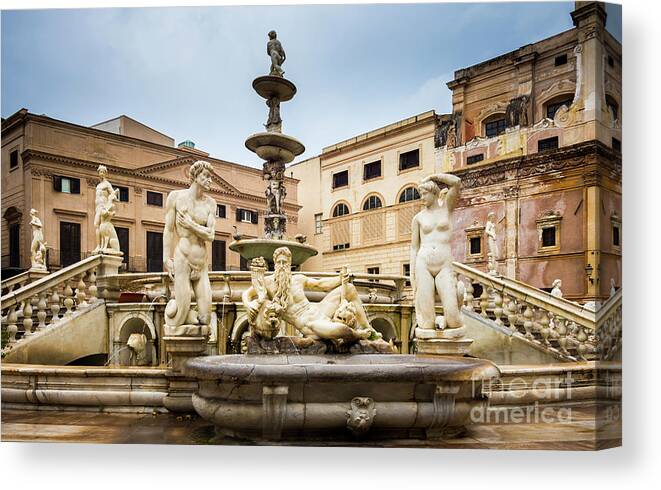Roman Canvas Print featuring the photograph Italy, Sicily, Province Of Palermo by Westend61