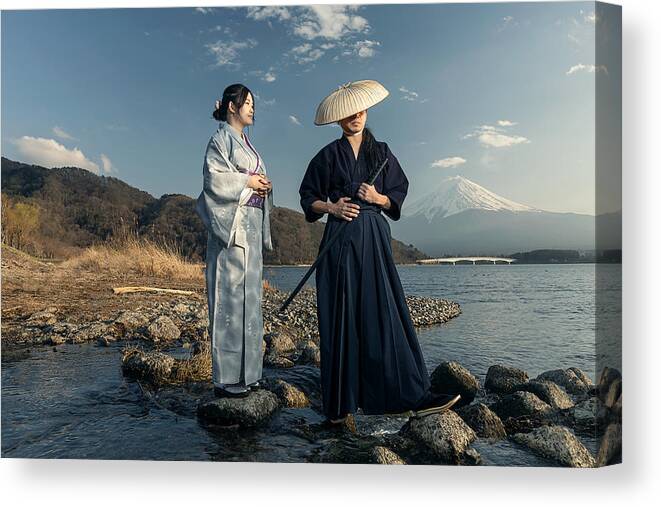 Woman Canvas Print featuring the photograph Japan Love Story by Mieke