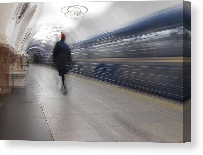 Subway Canvas Print featuring the photograph Journey Through Time by Igor Kopcev