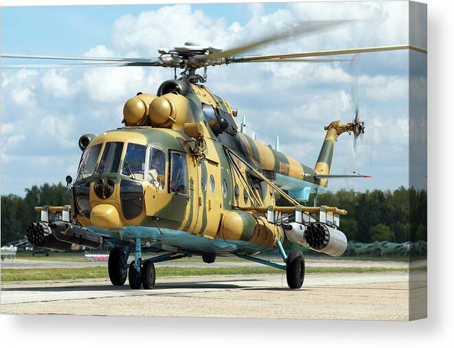 Transportation Canvas Print featuring the photograph Kazakhstan Air Defense Forces Mi-171sh by Daniele Faccioli