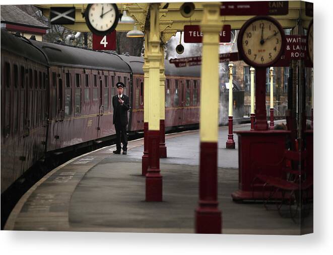 England Canvas Print featuring the photograph Keighley And Worth Valley Steam Railway by Christopher Furlong