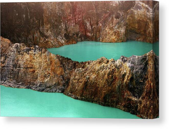 Crater Lake Canvas Print featuring the photograph Kelimutu Lakes by Carlina Teteris