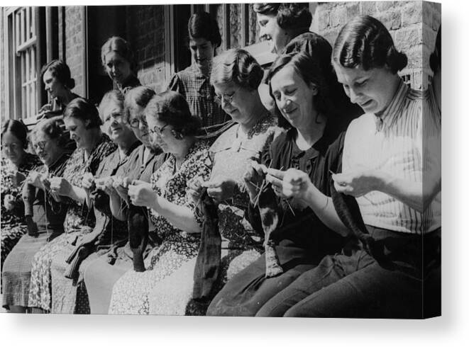 Child Canvas Print featuring the photograph Knitting For Victory by Fox Photos