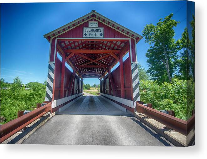 Pennsylvania Covered Bridge Canvas Print featuring the photograph Kramer Covered Bridge by Crystal Wightman