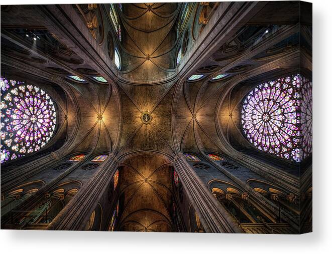 Stained Glass Canvas Print featuring the photograph L Notre Dame II by Giuseppe Torre