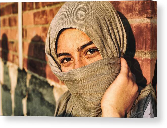 Refugees Canvas Print featuring the photograph Lady "perseverance" And The Shadows Of Loss by Alezik Photography