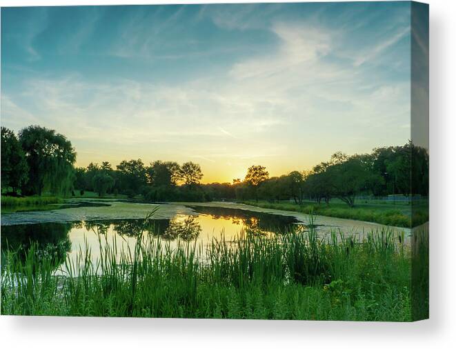 Lake Canvas Print featuring the photograph Lake Muhlenberg Sunset in September by Jason Fink