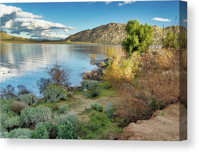 Lake Perrris Canvas Print featuring the photograph Lake Perris California View 1 by Donald Pash